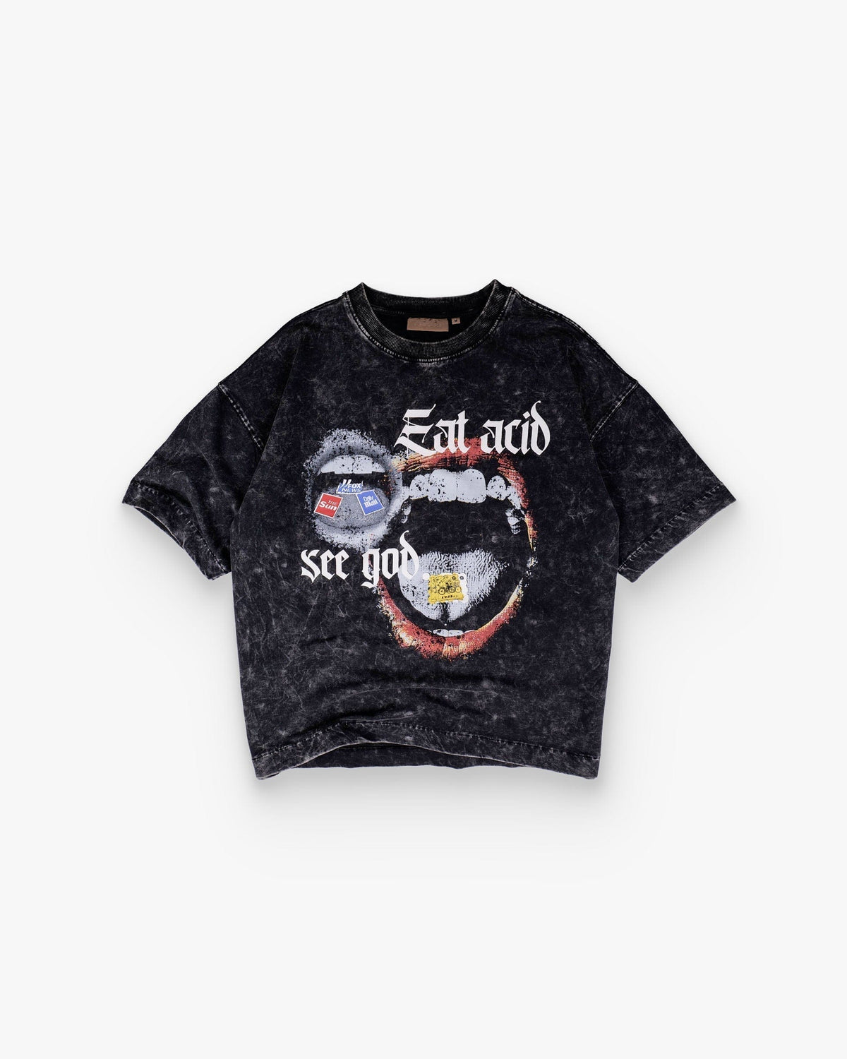 Eat Acid - Black Washed Oversized T-shirt
