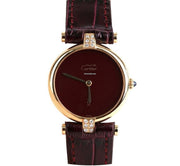 Cartier Round Burgundy Pin Buckle 24 MM Original Dial 7227108130