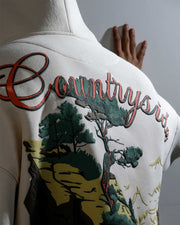 Countryside Wilderness - Off White Printed Oversized Zipper Hoodie
