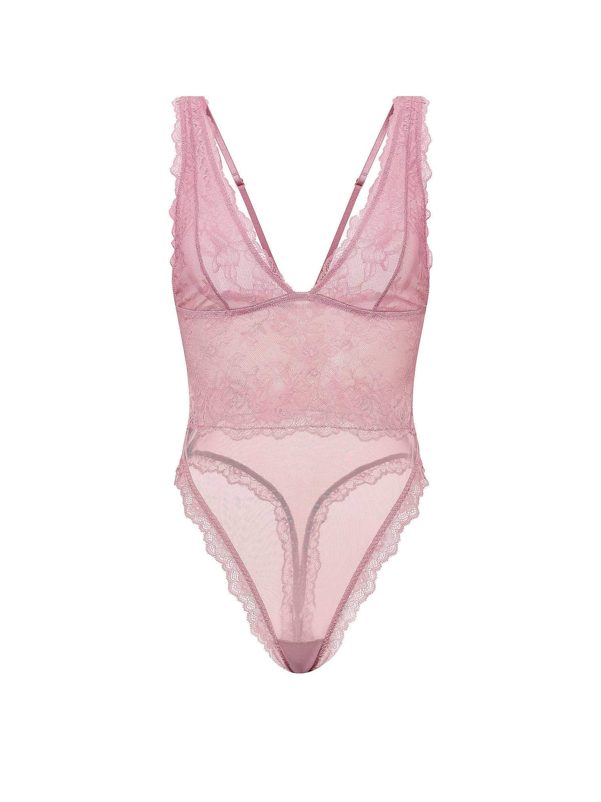 Sheer Rose Plunge Bodysuit
