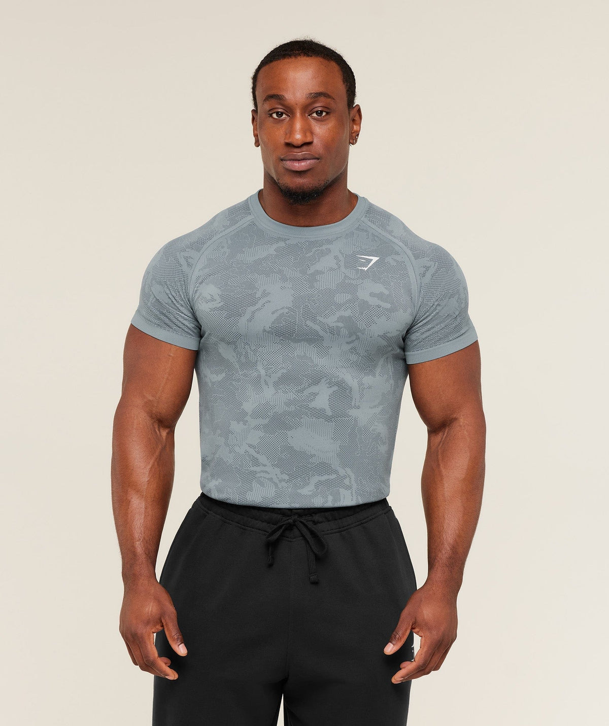 Gymshark Geo Seamless T-Shirt -  Storm Blue /  Stealth Blue