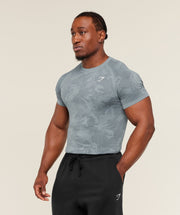 Gymshark Geo Seamless T-Shirt -  Storm Blue /  Stealth Blue