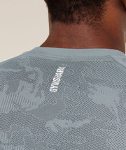 Gymshark Geo Seamless T-Shirt -  Storm Blue /  Stealth Blue