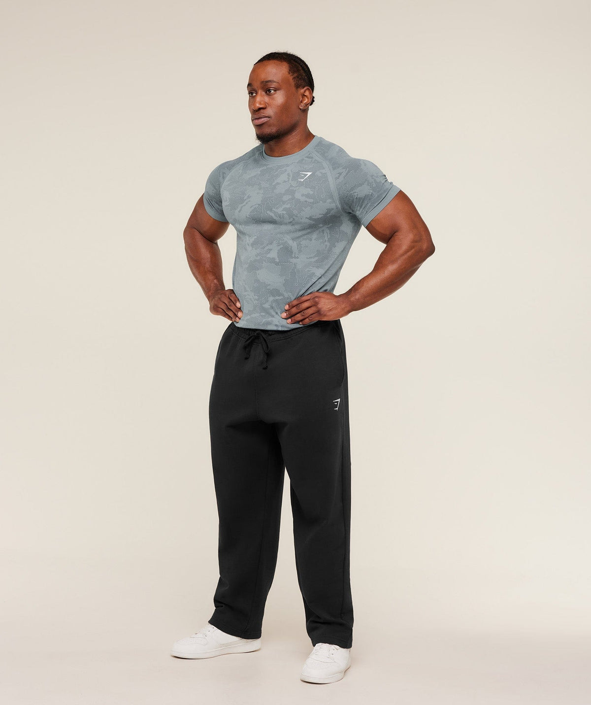 Gymshark Geo Seamless T-Shirt -  Storm Blue /  Stealth Blue