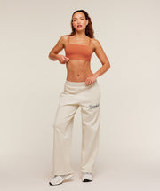 Women's Gymshark Juicy Peach Wide Leg Joggers Oat White