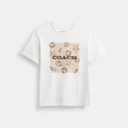 Coach Shell Signature Square Classic T-Shirt In Organic Cotton White
