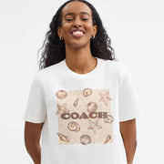 Coach Shell Signature Square Classic T-Shirt In Organic Cotton White