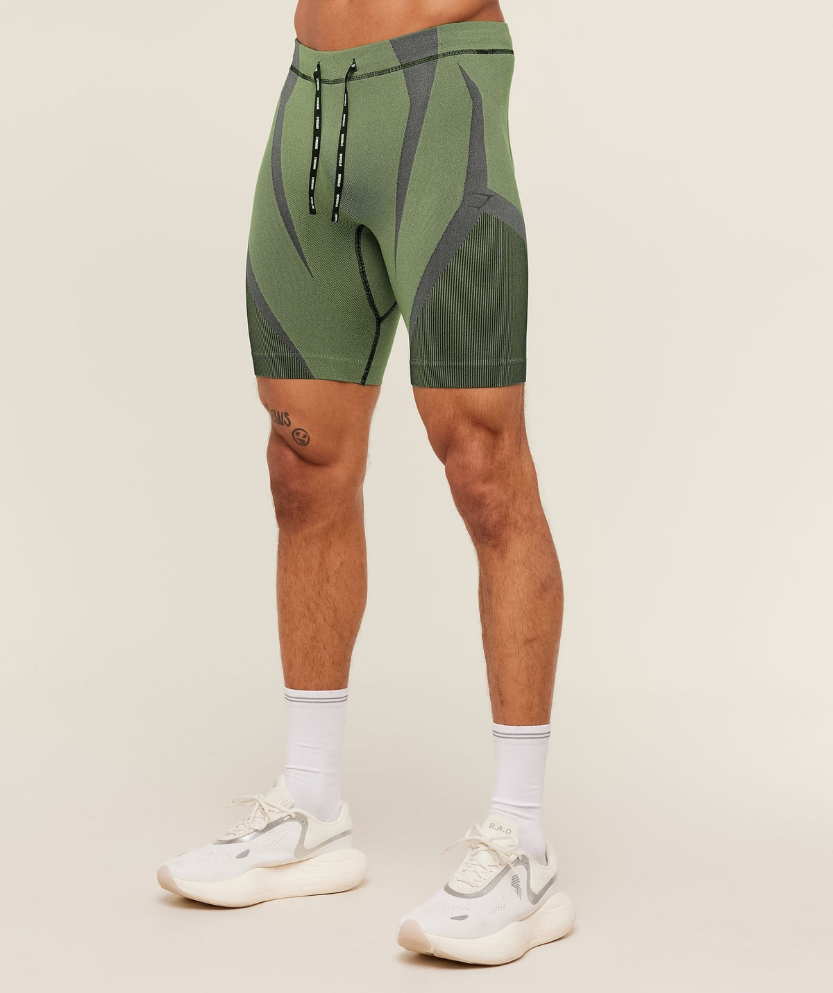 Gymshark Seamless Running Half Tight -  Stealth Blue /  Sorbet Yellow