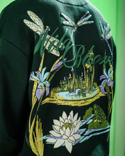 Wild Bloom - Bottle Green Oversized Hoodie