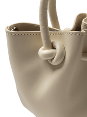 Corda - Ladies Leather Handbag With Knotted Handle I Ivory