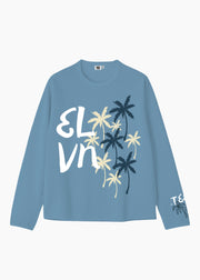 ‘PALM STATE’ FULL SLEEVE WAFFLE TEE | SKY BLUE