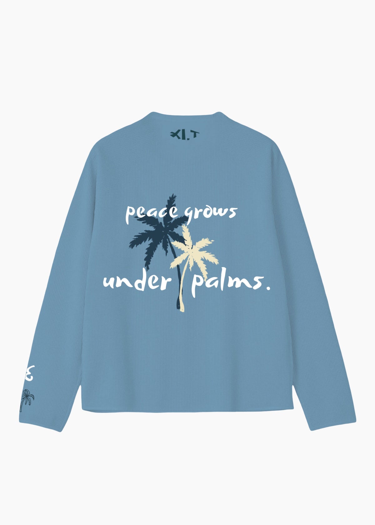 ‘PALM STATE’ FULL SLEEVE WAFFLE TEE | SKY BLUE