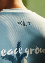 ‘PALM STATE’ FULL SLEEVE WAFFLE TEE | SKY BLUE
