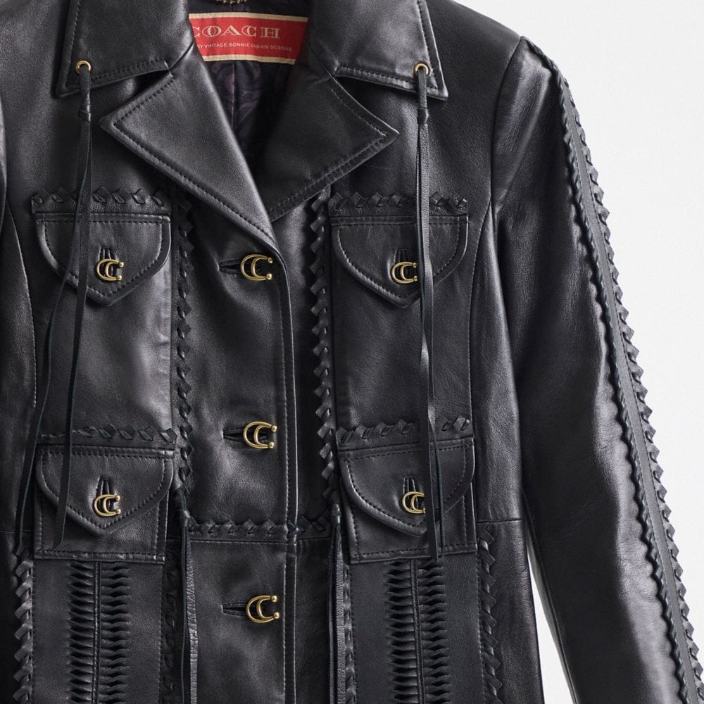 Restored Embellished Leather Coat