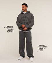 Gymshark Collegiate Washed Wide Leg Jogger - Asphalt Grey