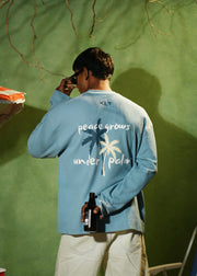 ‘PALM STATE’ FULL SLEEVE WAFFLE TEE | SKY BLUE