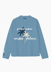 ‘PALM STATE’ FULL SLEEVE WAFFLE TEE | SKY BLUE