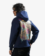 Love Me More - Navy Blue Printed Oversized Hoodie