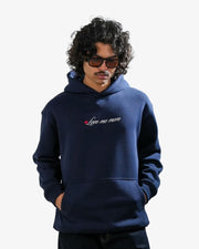 Love Me More - Navy Blue Printed Oversized Hoodie