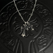 CH Double Pendant Necklace Black