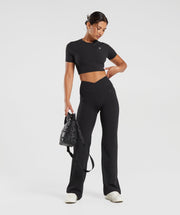 Women's Gymshark Crossover Tall Flared Leggings Black