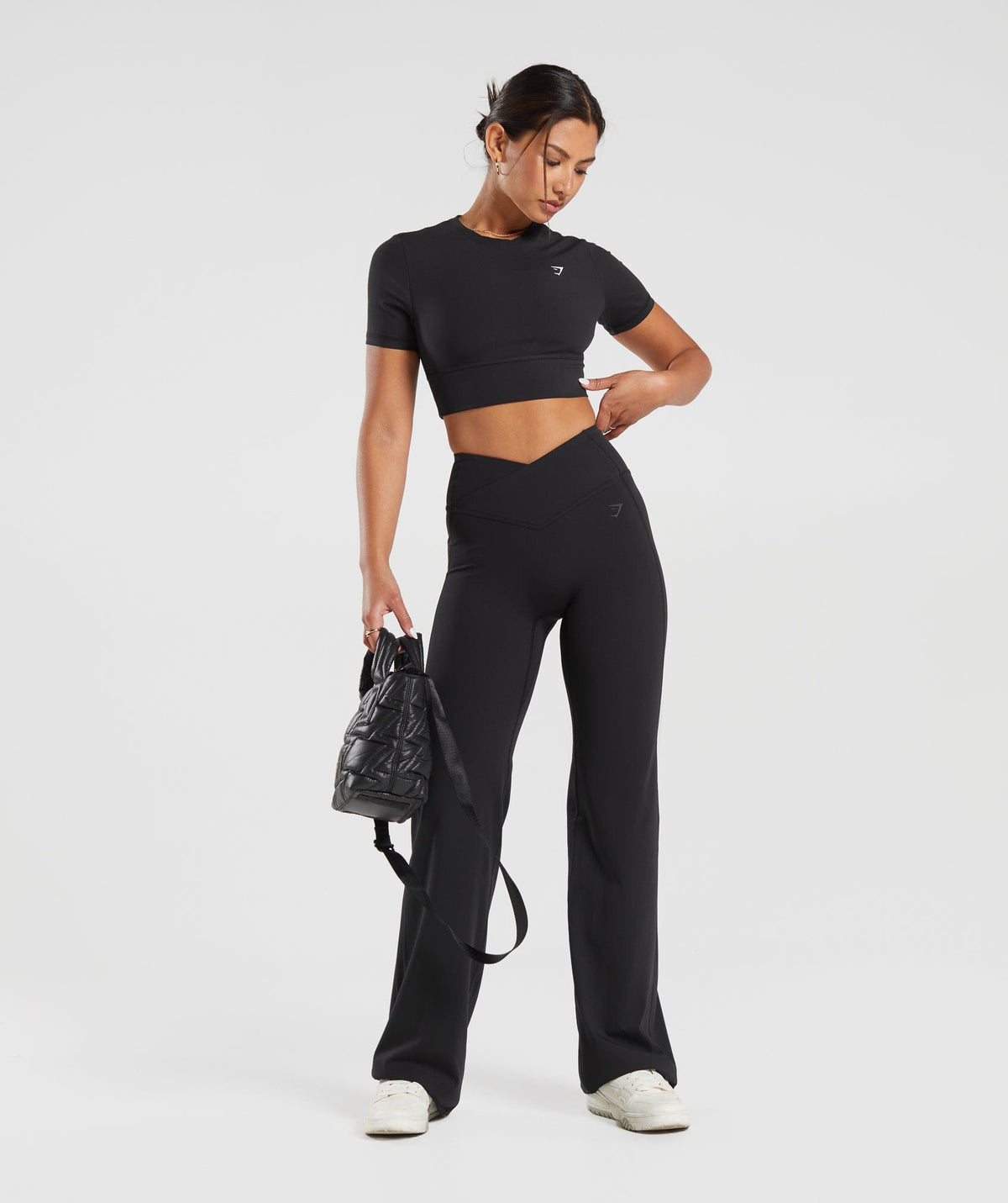 Women's Gymshark Crossover Tall Flared Leggings Black