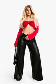 Slinky Bardot Bow Detail Top