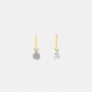 Mini Tea Rose And Cherry Charm Hoop Earrings
