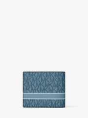 Michael Kors Cooper Striped Signature Logo Billfold Wallet With Passcase Denim