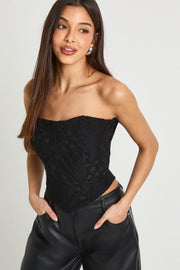 Sheer Lace Bandeau Corset Top