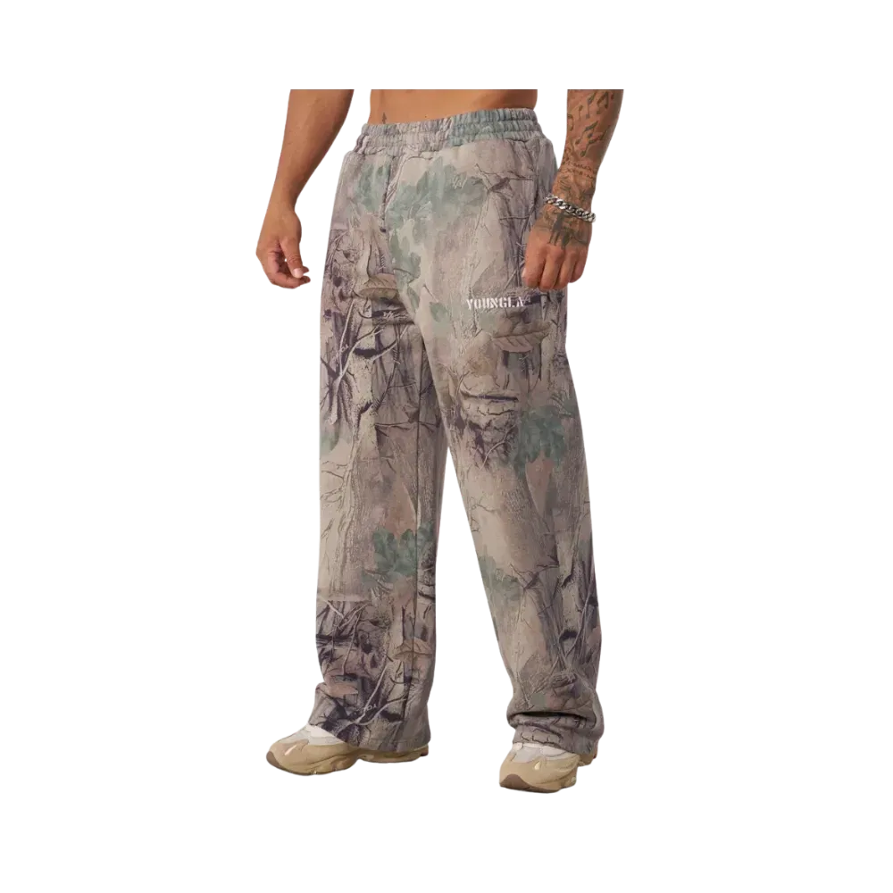 YoungLA Tree Camo Collection No Cuff Sweats Beige Tree Camo