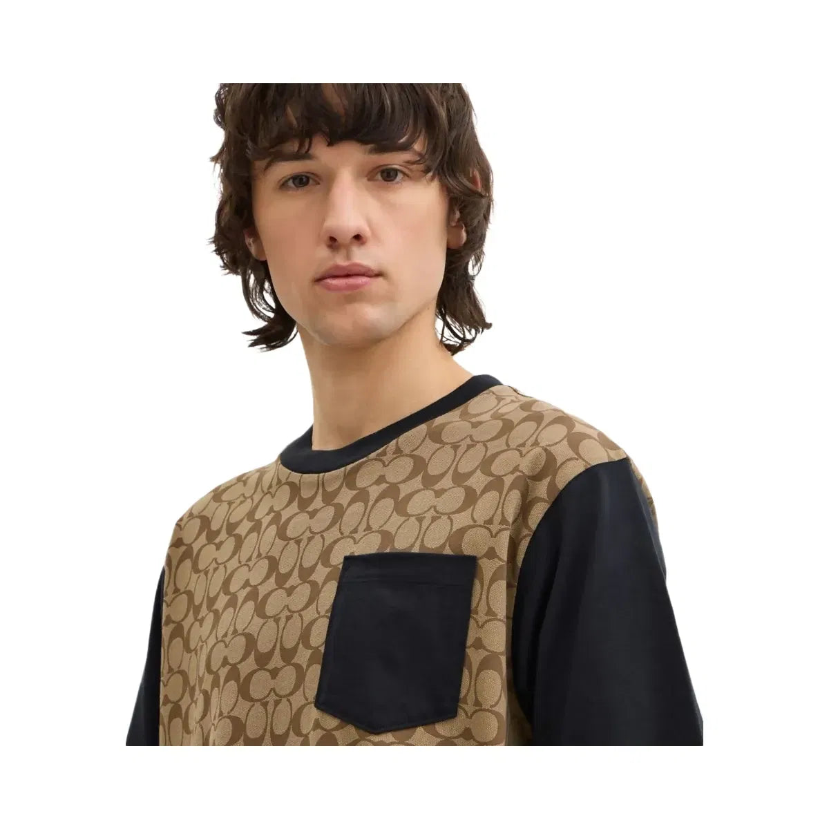 Coach Signature T-Shirt In Organic Cotton Khaki Signature