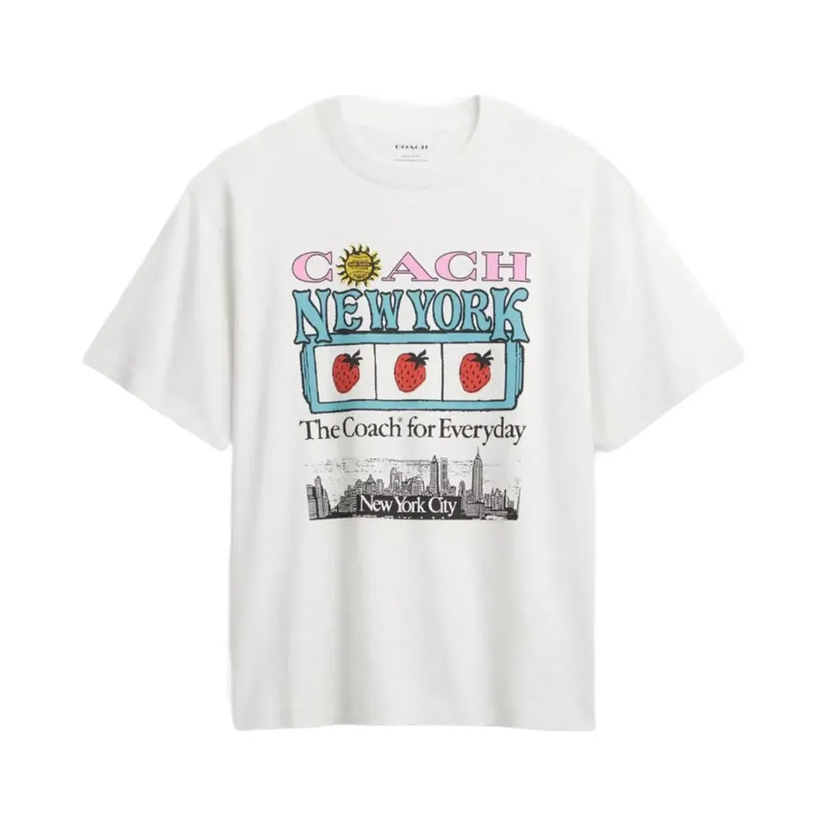 Coach New York Collage Relaxed T-Shirt In Organic Cotton White