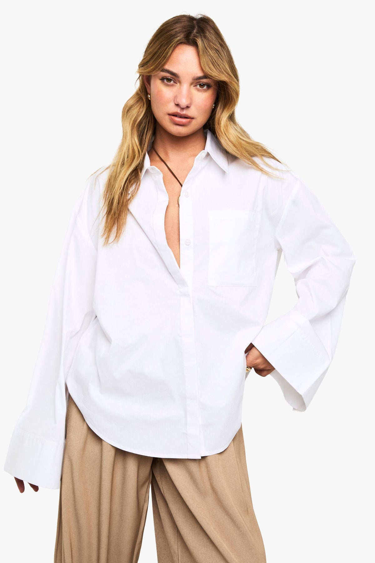 Cotton Wide Sleeve Oversized Shirt