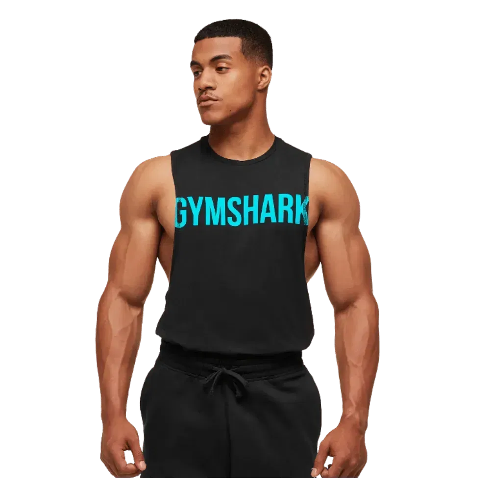 Gymshark Prime Drop Arm Tank Black/Brand Blue