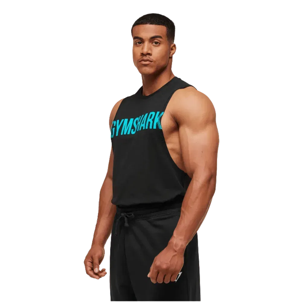 Gymshark Prime Drop Arm Tank Black/Brand Blue