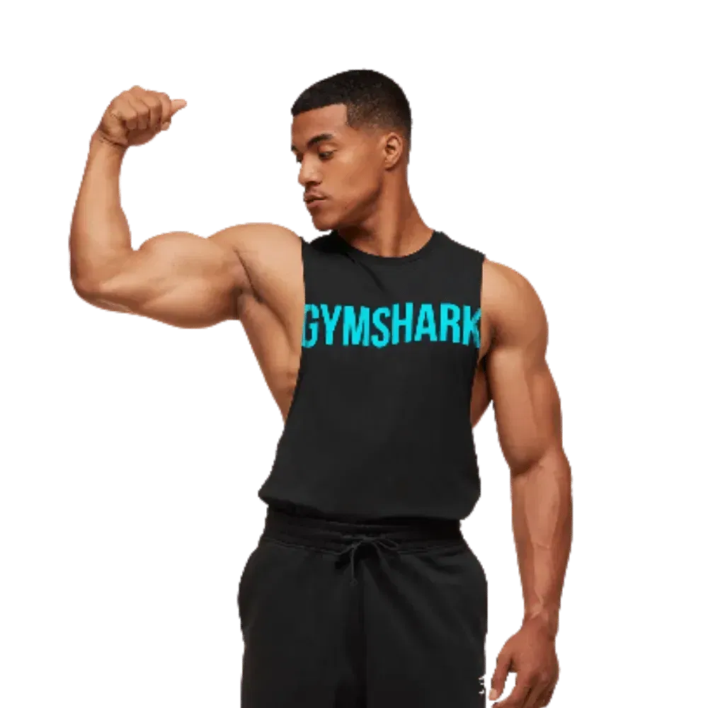 Gymshark Prime Drop Arm Tank Black/Brand Blue
