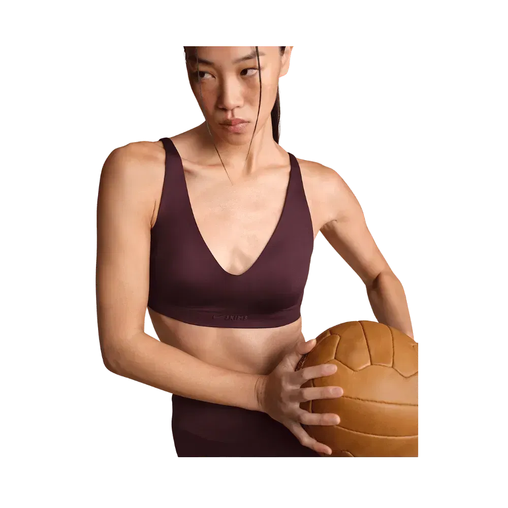 Nike x Skims Shine Women's V-Neck Bra CURRANT