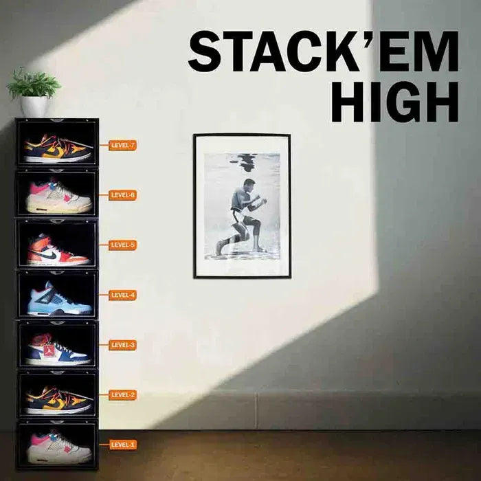 Black Stack'Em Sneaker Crates | Shoe Crates (Side Drop)