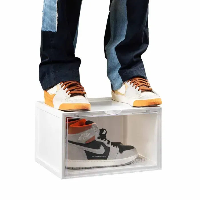 White Stack'Em Sneaker Crates | Shoe Crates (Side Drop)