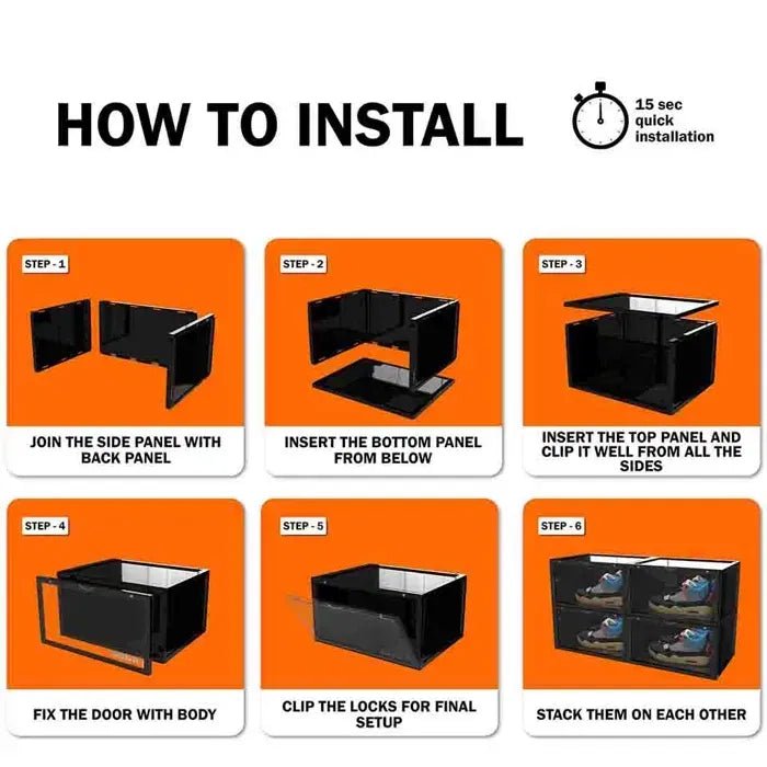 White Stack'Em Sneaker Crates | Shoe Crates (Side Drop)
