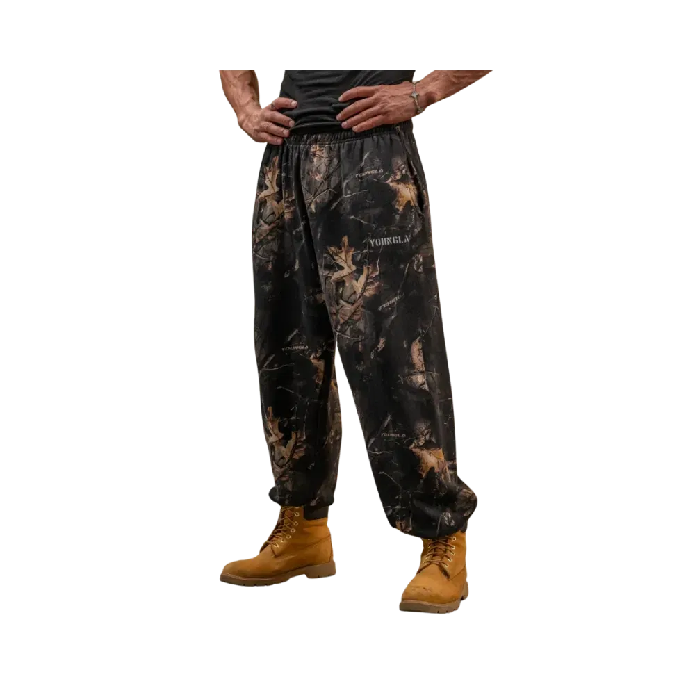 YoungLA Tree Camo Collection Baggy Joggers Black Tree Camo
