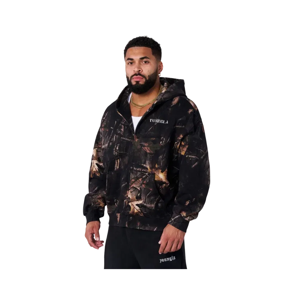 YoungLA Tree Camo Collection Zip Up Black Tree Camo