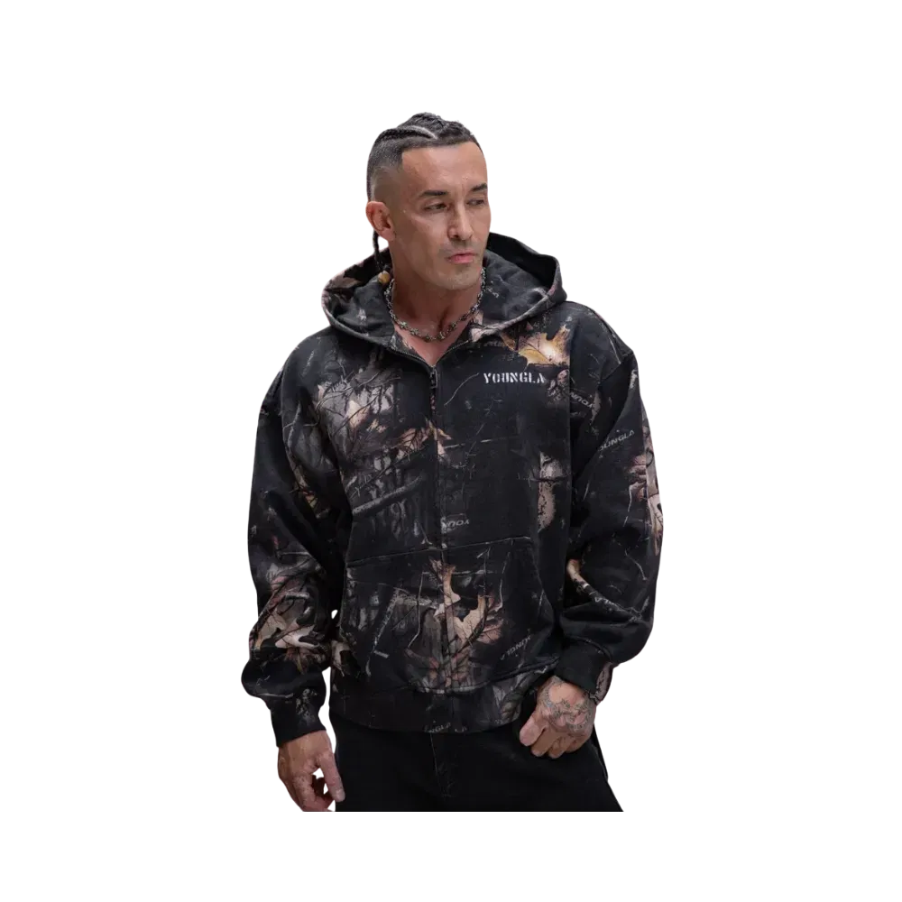 YoungLA Tree Camo Collection Zip Up Black Tree Camo