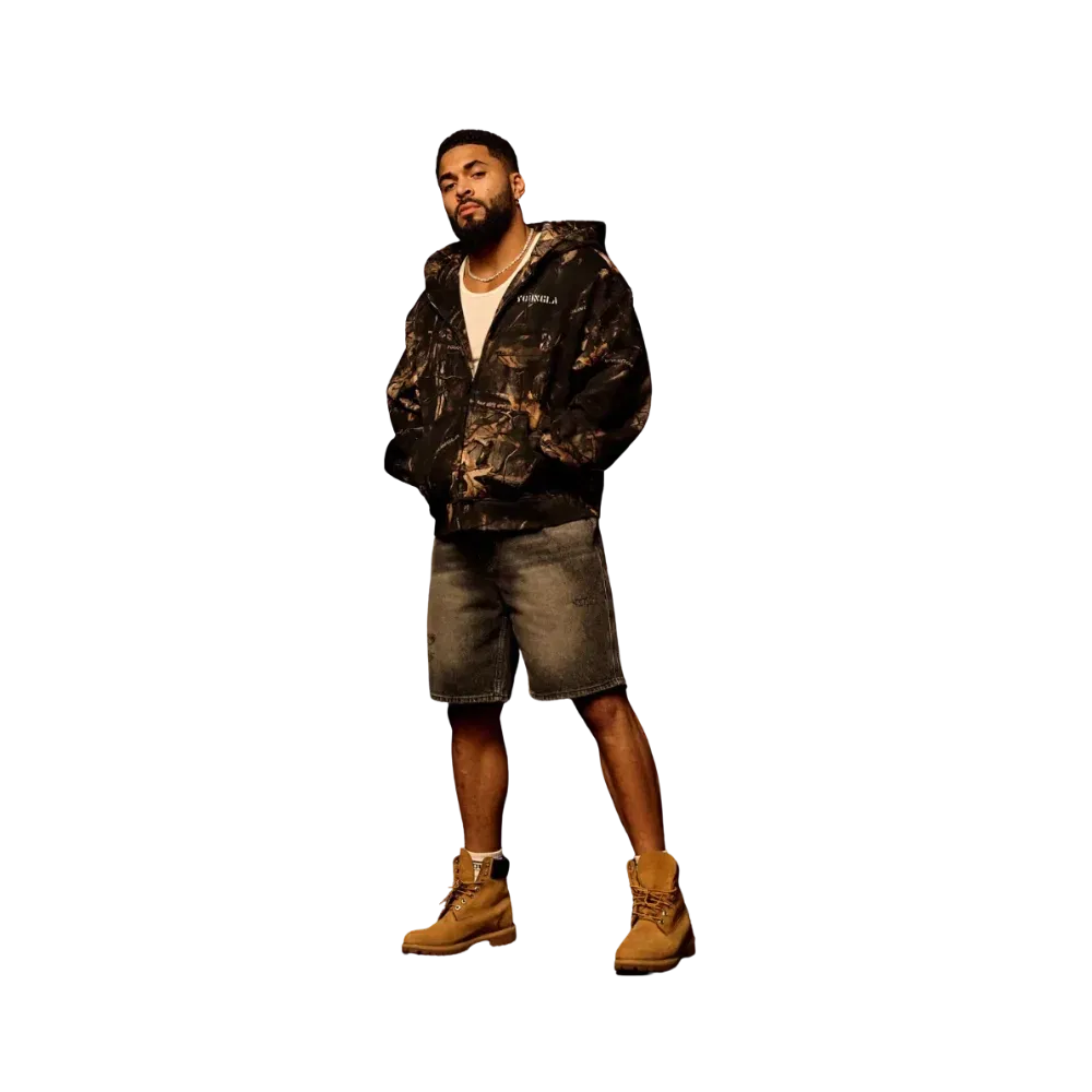 YoungLA Tree Camo Collection Zip Up Black Tree Camo