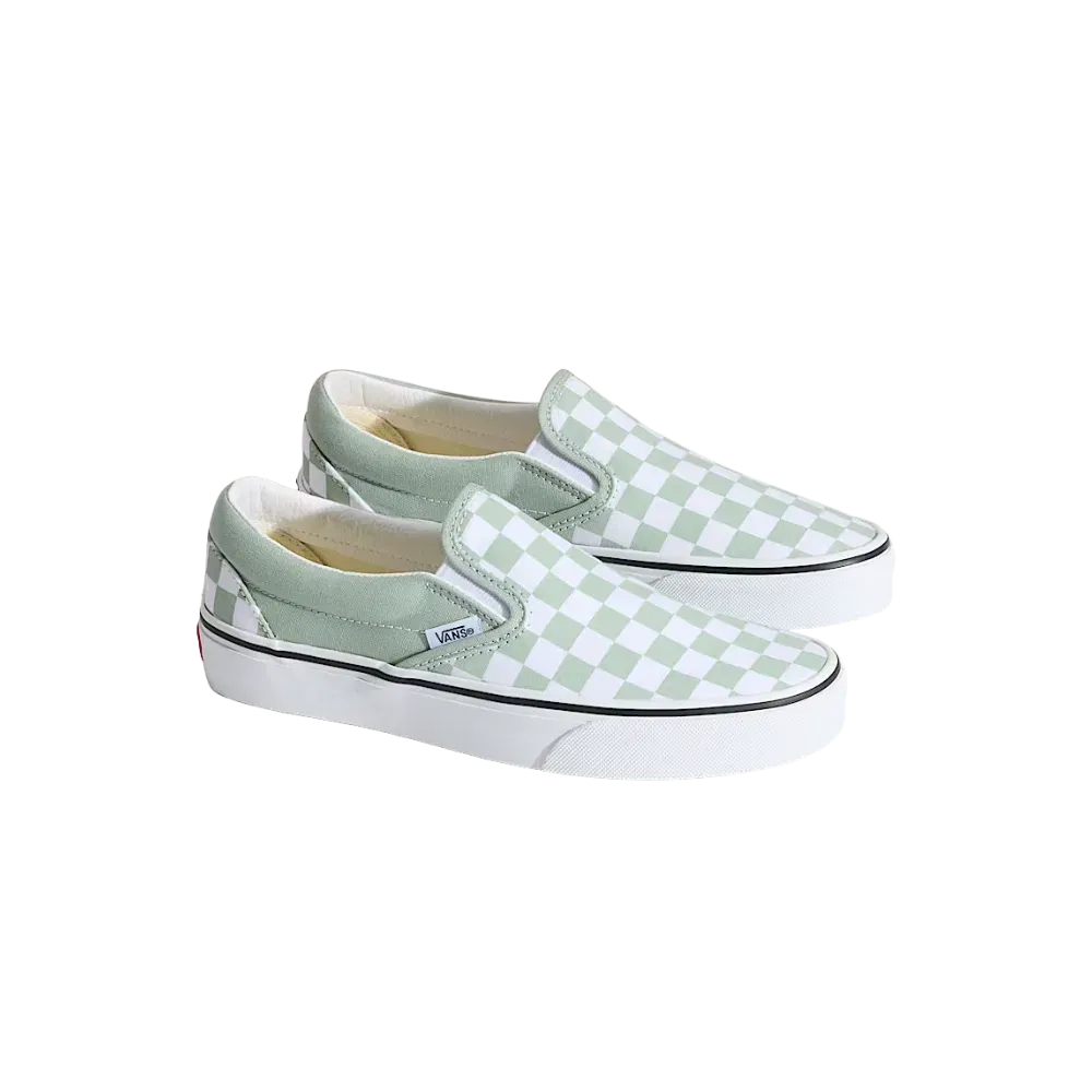 Vans Classic Slip-On Checkerboard Shoe Grey Olive Green