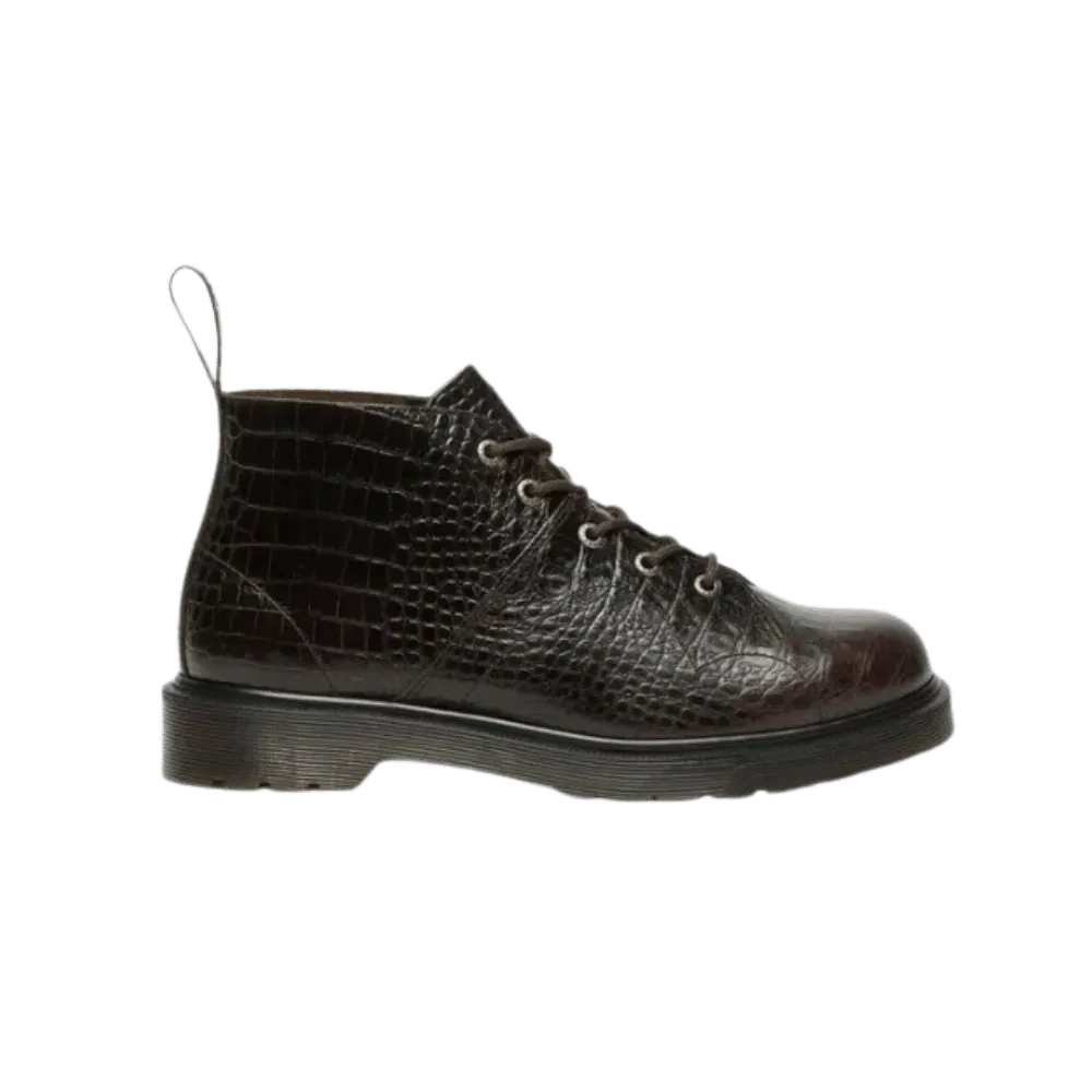 Dr Martens Church Crocodile Analine Leather Ankle Boots Dark Brown