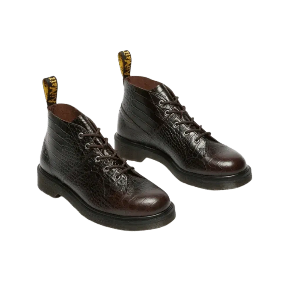 Dr Martens Church Crocodile Analine Leather Ankle Boots Dark Brown