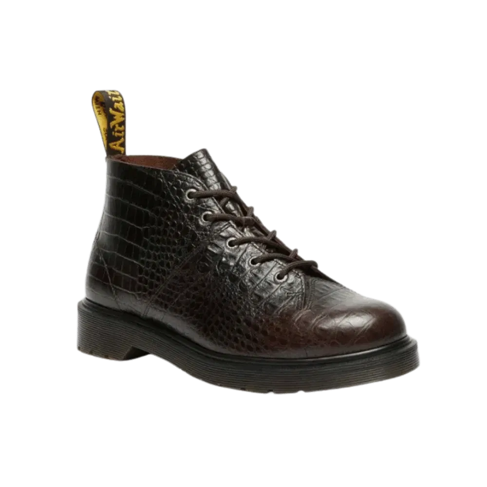 Dr Martens Church Crocodile Analine Leather Ankle Boots Dark Brown