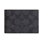 Coach Compact Billfold Wallet In Signature Canvas Signature Canvas-Charcoal-Black